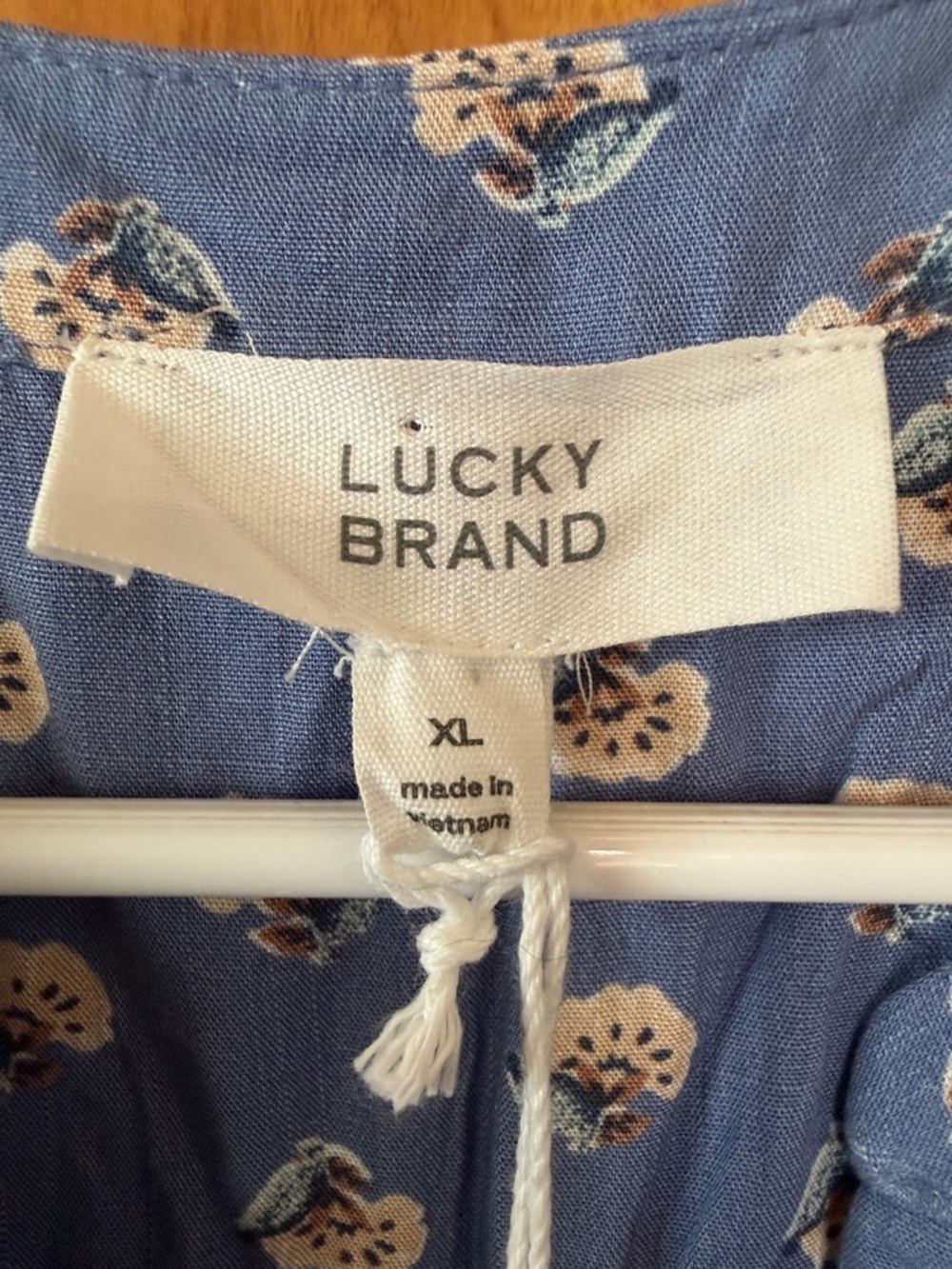 Lucky Brand Dusty Blue Floral Button-Front Tie-Waist Midi Dress - Picture 2 of 10